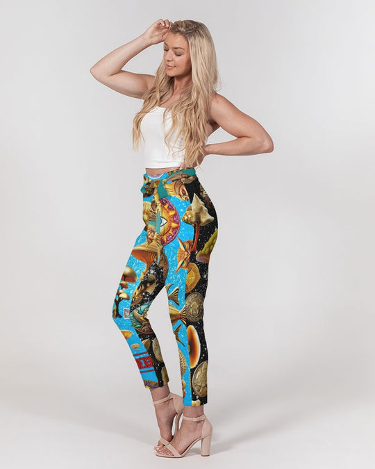 Nature Abstrak Women's All-Over Print Belted Tapered Pants