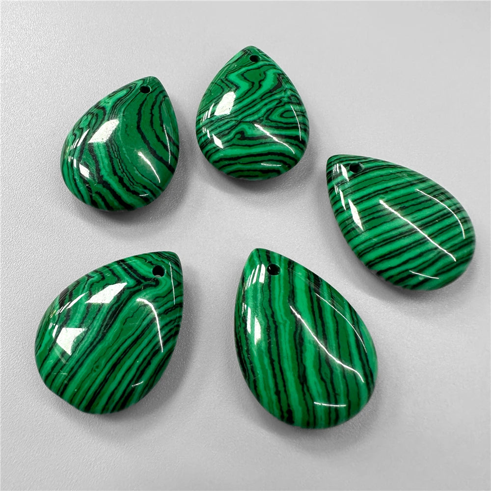 2PCS 18x25mm Natural Stone Faceted Pendant Water Drop Shape Amazonite Malachite Tiger Eye Beads Charms for Jewelry Making DIY