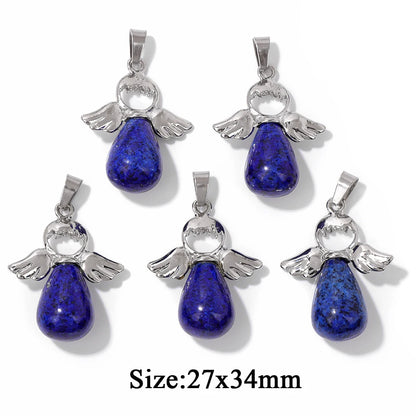 5PCS/lot Lapis Lazuli Stone Pendant Blue Moon Apple Oval Shape Gem Charms For Jewelry Making DIY Necklace Earrings DIY Handmade