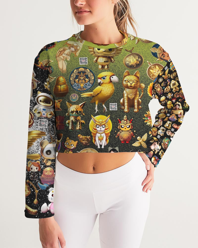 4 Annunaki Abstrak Collection Women's All-Over Print Cropped Sweatshirt