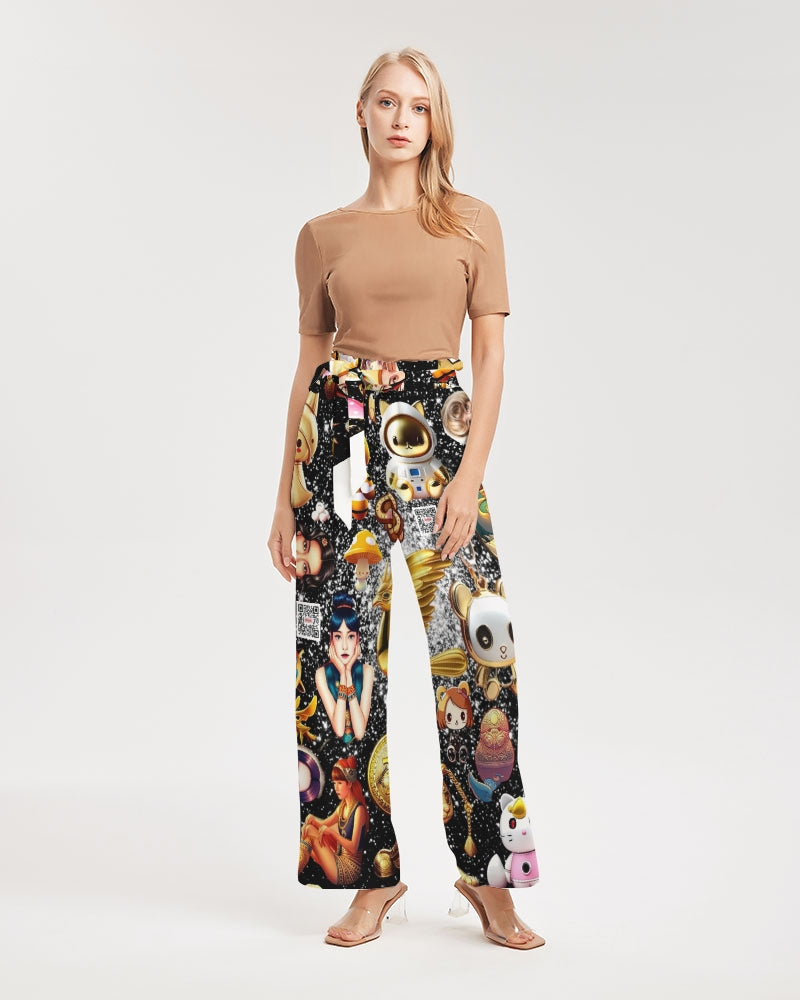 Womens Abstrak Women's All-Over Print High-Rise Wide Leg Pants