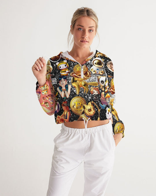 Womens Abstrak Women's All-Over Print Cropped Windbreaker