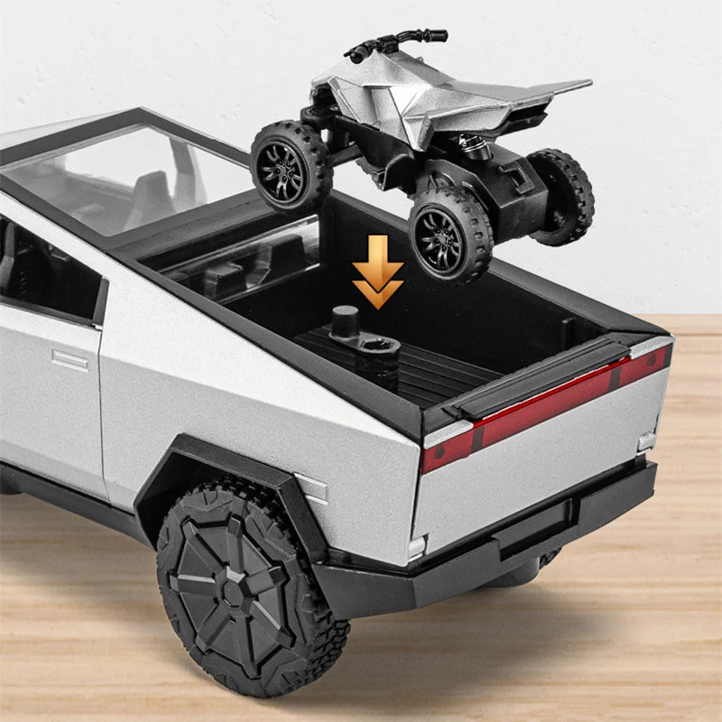 1/32 Cyber toy truck Pickup Alloy Car Truck Model Diecasts Metal Off-road Vehicles Model Simulation Sound Light Kids Toys Gift