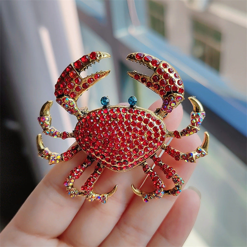 Full diamond crab brooch female niche high-end pin suit accessory