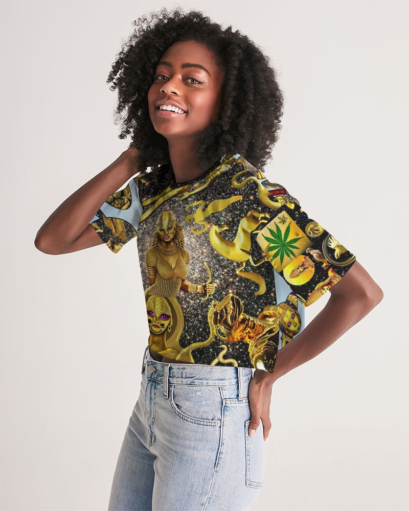 Ancient Abtsrak Women's All-Over Print Lounge Cropped Tee