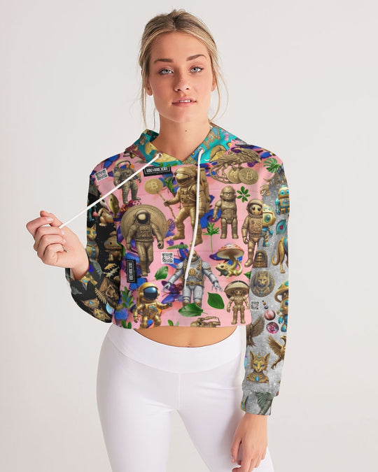 Alien Trendy Abstrak Collection Women's All-Over Print Cropped Hoodie