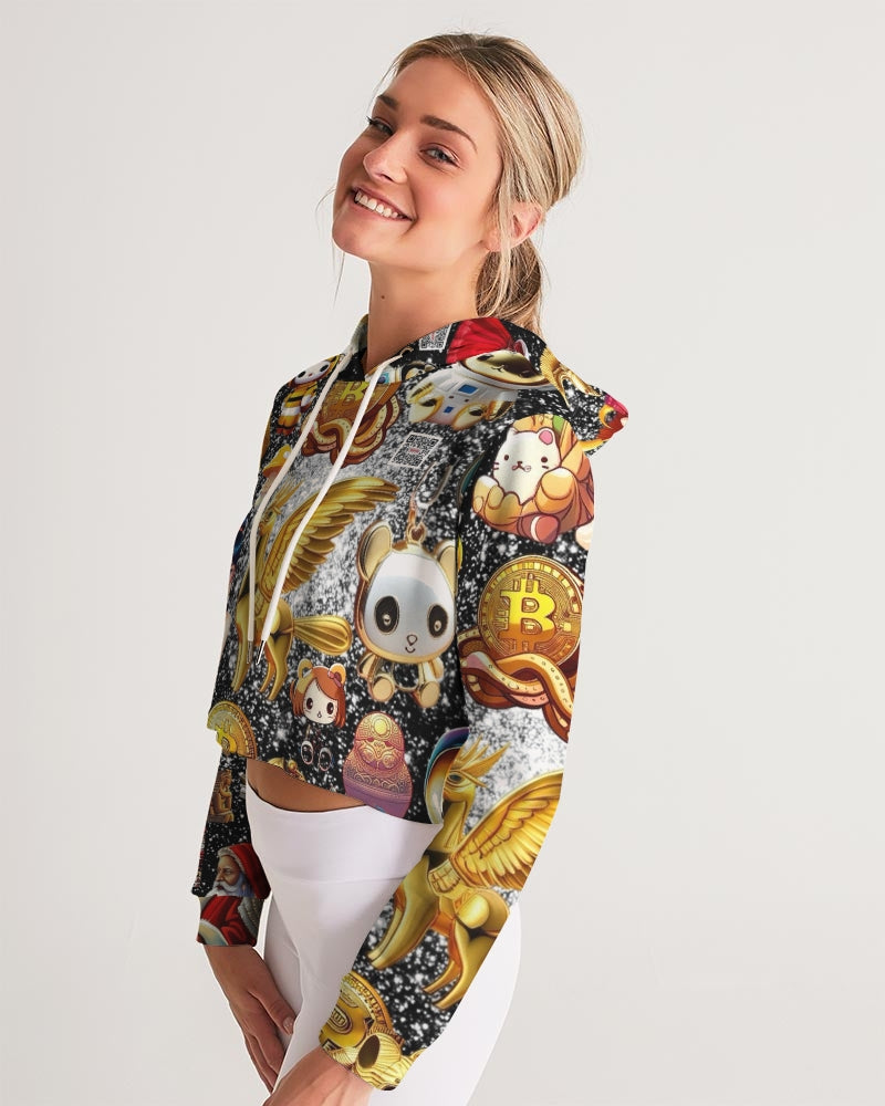 Womens Abstrak Women's All-Over Print Cropped Hoodie