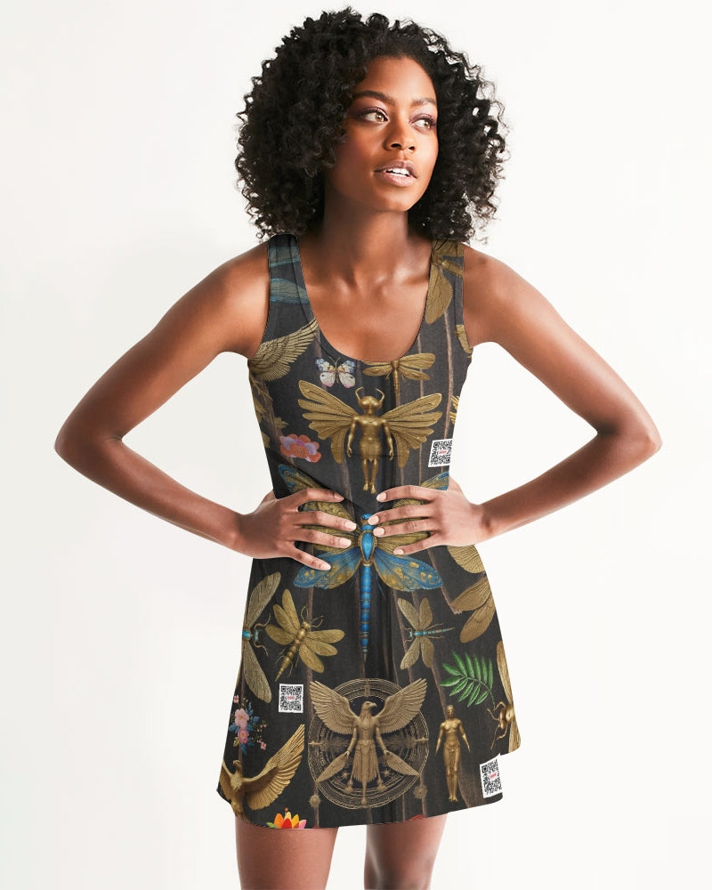 Abstrak dragonfly Women's All-Over Print Racerback Dress