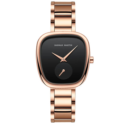 2023 New Women's Quartz Wristwatch 34mm Wine Barrel Rose Gold Black Stopwatch Fashionable Minimalist Style Oval Women's Watches