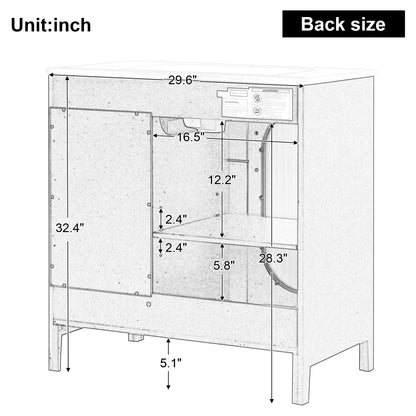 30" Bathroom Vanity with Sink, Bathroom Vanity Cabinet with Two Drawers and Door, Adjustable Shelf, Solid Wood and MDF, Black