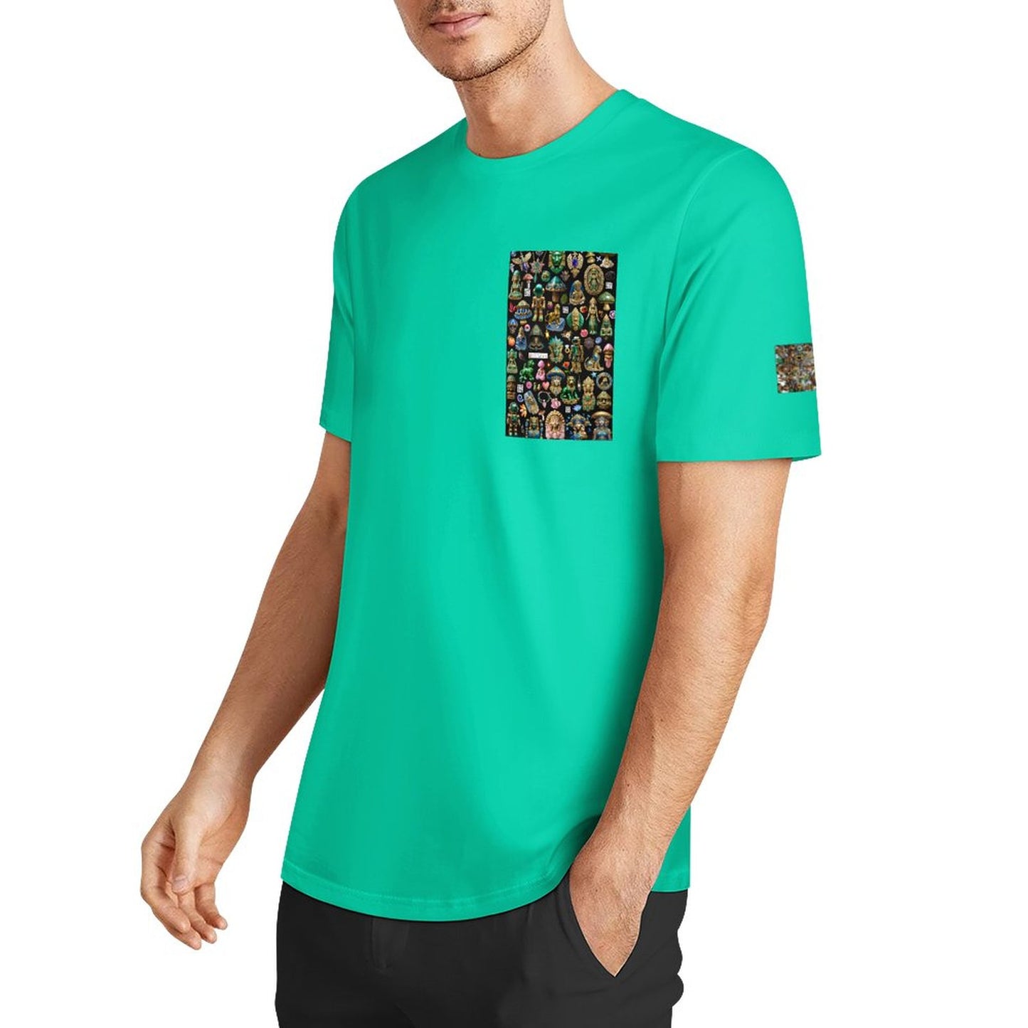 DTF 160gsm Men's Short Sleeve Cotton T-shirt (Dual-sided+Sleeve Printing)