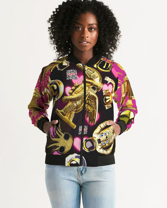 Robotic Abstrak Women's All-Over Print Bomber Jacket