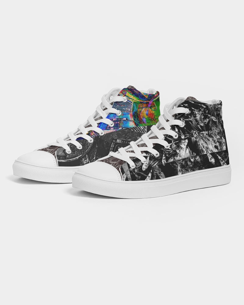 Saddle Serenade Abstract Design Women's Hightop Canvas Shoe