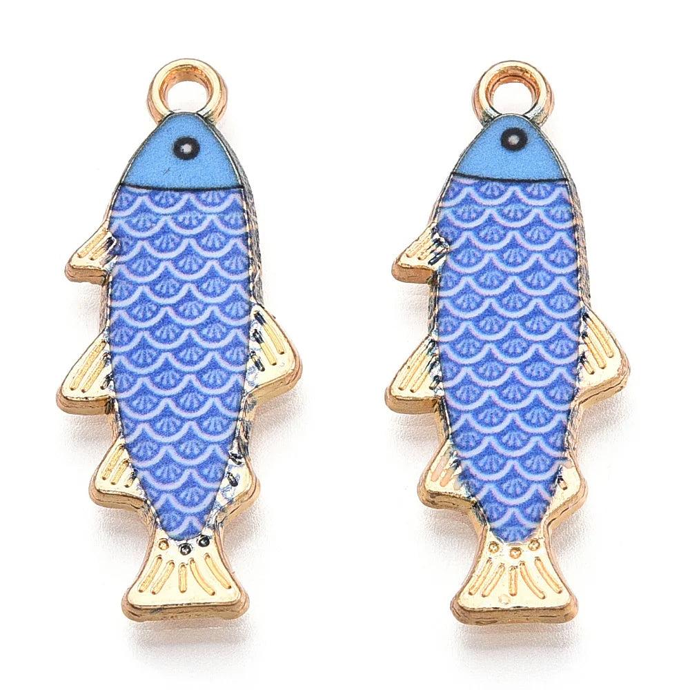 100pcs Alloy Enamel Pendants Golden Fish Charms for Making DIY Jewelry Necklace Bracelet Earring  Jewelry Crafts Gifts Supplies