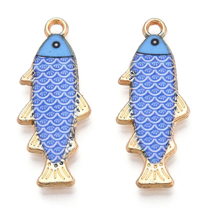 100pcs Alloy Enamel Pendants Golden Fish Charms for Making DIY Jewelry Necklace Bracelet Earring  Jewelry Crafts Gifts Supplies