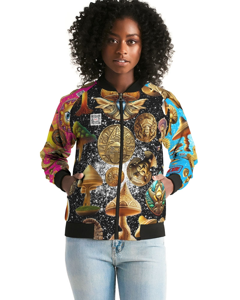 Nature Abstrak Women's All-Over Print Bomber Jacket