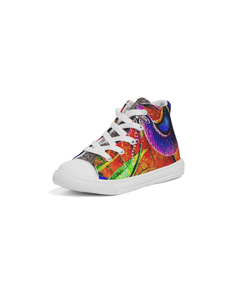 Saddle Serenade Abstract Design Kids Hightop Canvas Shoe