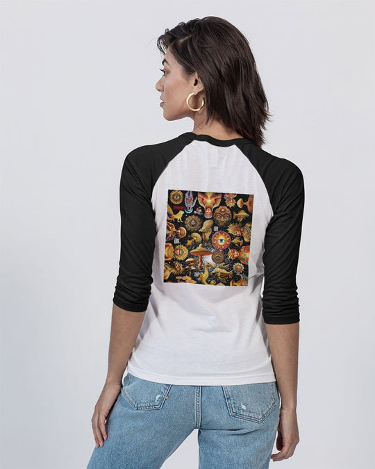 Eye and Face Abstrak Unisex Three-Quarter Sleeve Baseball Tee | Bella + Canvas