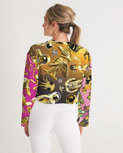 Robotic Abstrak Women's All-Over Print Cropped Sweatshirt