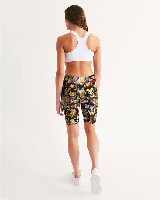 Womens Abstrak Women's All-Over Print Mid-Rise Bike Shorts