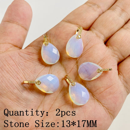 2pcs White Opal Pendants Charms Water Drop Heart Round Square Shape Pendant for Jewelry Making Diy Bracelet Necklace Earrings