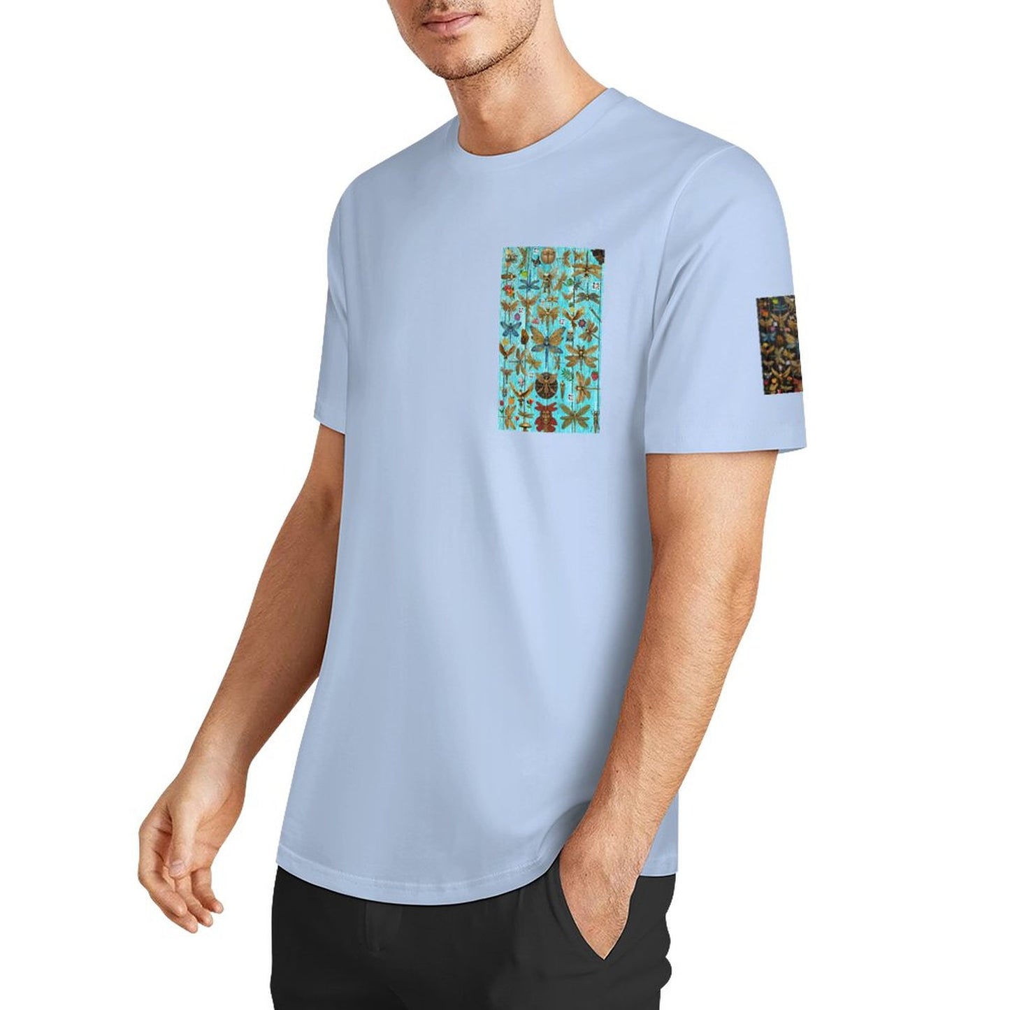 DTF 160gsm Men's Short Sleeve Cotton T-shirt (Dual-sided+Sleeve Printing)