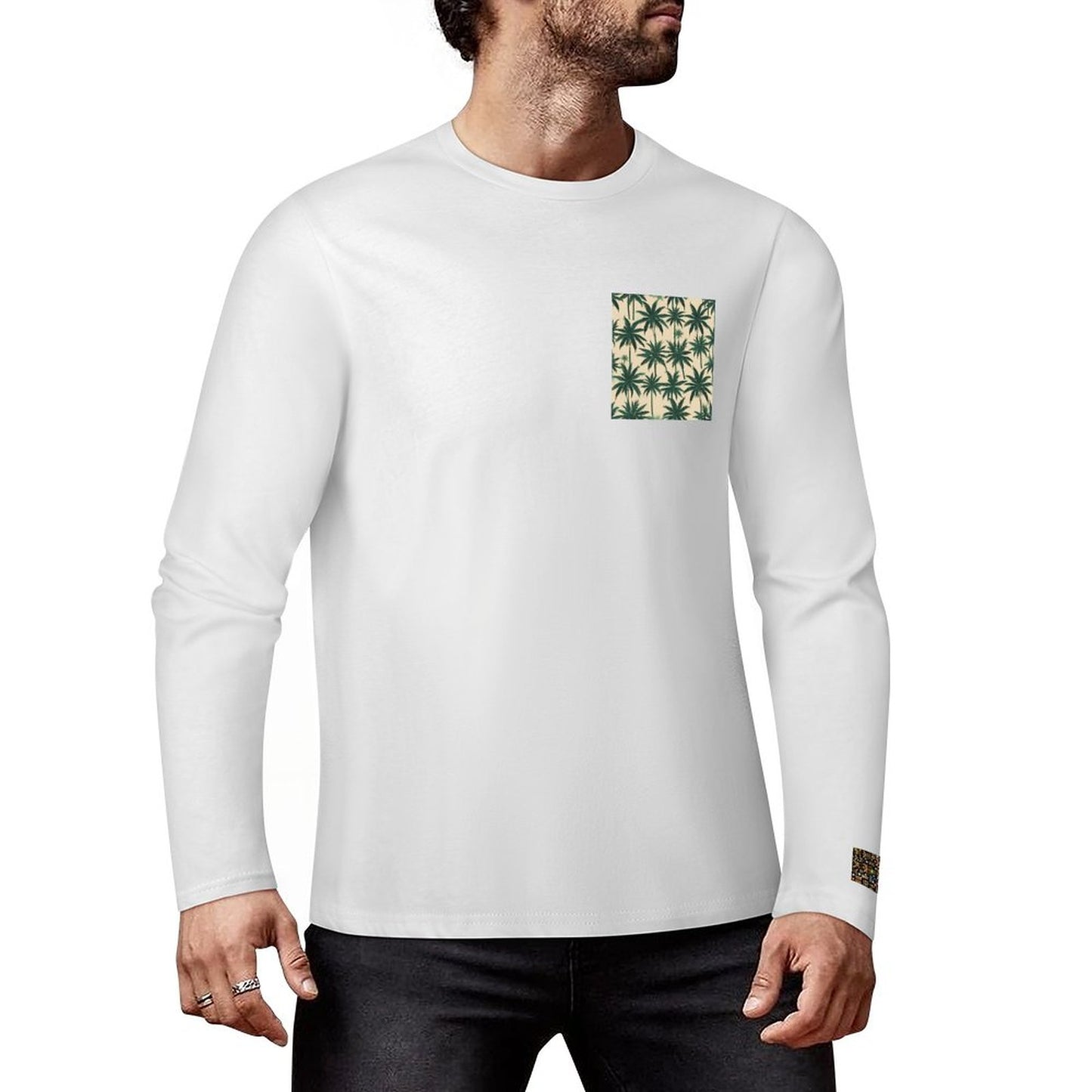 DTF 160gsm Cotton Men's Long Sleeve T-shirt (Front+Sleeve Printing)