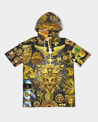 Ancient Abstrak Men's All-Over Print Premium Heavyweight Short Sleeve Hoodie