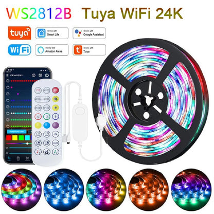 1-30M USB WS2812b Magic RGBIC Dream Strip Light 5050 LED RGB Strip Tuya WiFi App Horse Racing Running Atmosphere Light Home Deco