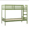 Modern Simple Solid Wood Twin Over Twin Bunk Bed, Olive Green