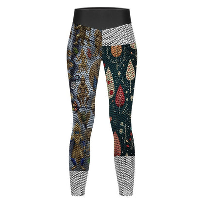 Custom Printed Honeycomb Textured Yoga Pants for Women (All-Over Printing)