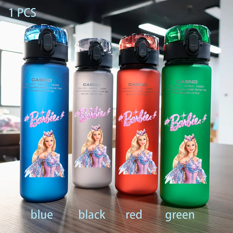 Barbie 560ML Large Capacity 4 Color Children Water Cup Portable Plastic Outdoor Sports Aldults Water Bottle Anime Customizable