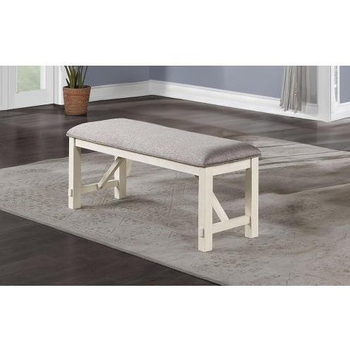 Dining Room Furniture 1x Bench Gray Fabric Cushion Seat White Clean Lines