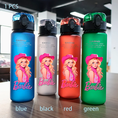 Barbie 560ML Large Capacity 4 Color Children Water Cup Portable Plastic Outdoor Sports Aldults Water Bottle Anime Customizable