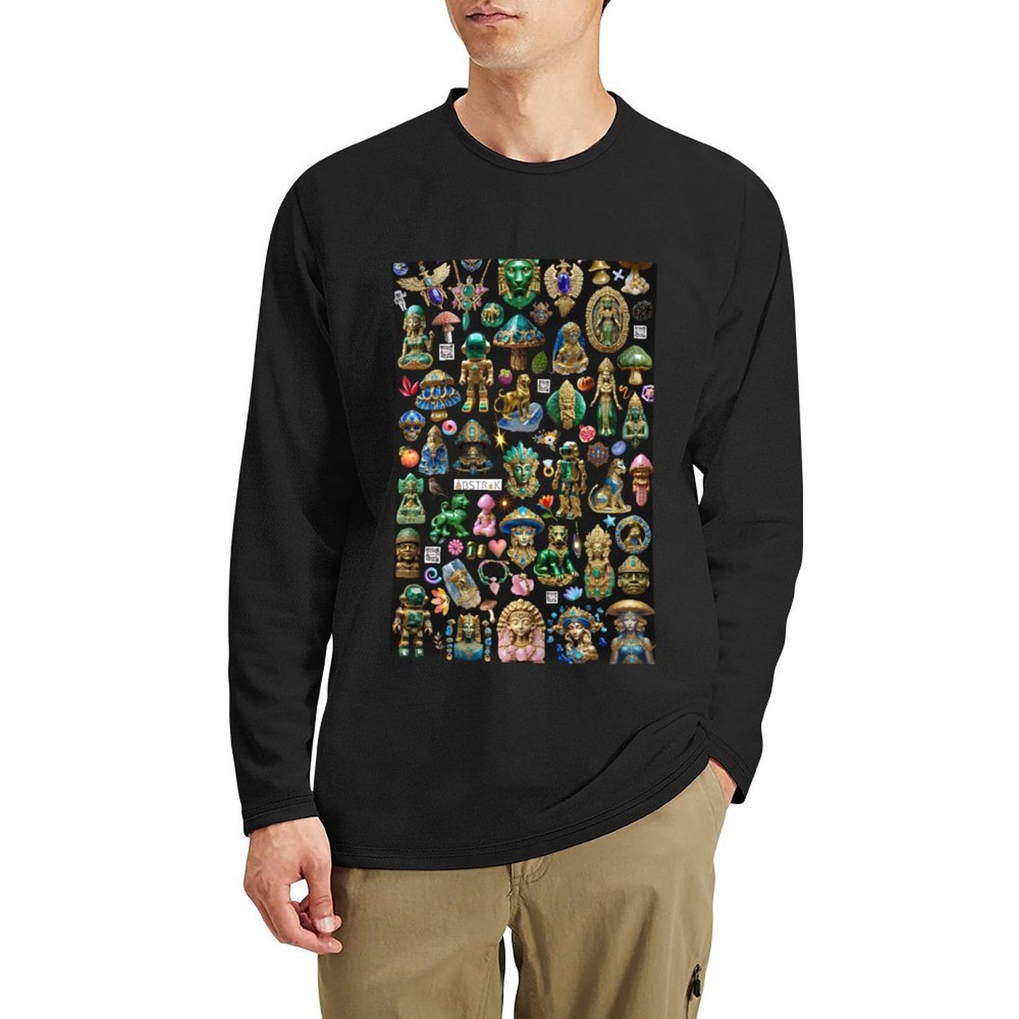 DTG 180gsm Men's Crewneck Long Sleeve T-shirt (Front Printing)