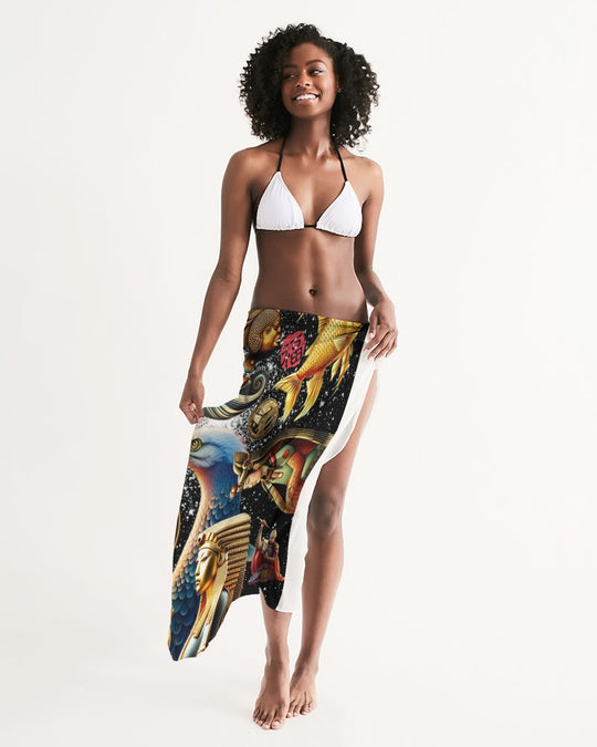 Trendy Abstrak Pattern All-Over Print Swim Cover Up