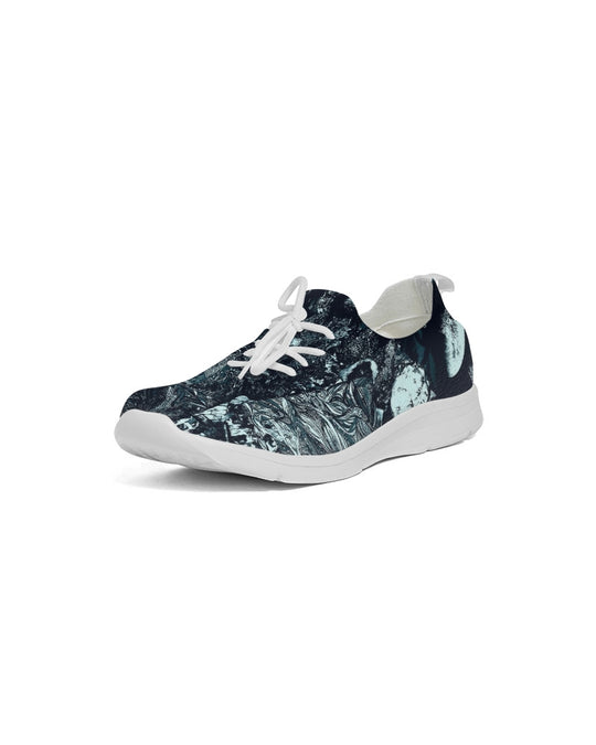 Obsidian Dreamscape Abstract Design Women's Lace Up Flyknit Shoe