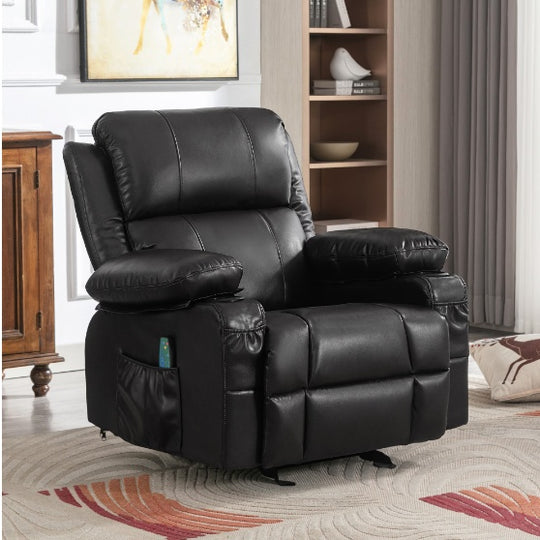 Adult Rocking Chair With 2 Cup Holders With Manual Massage And Heating Function.