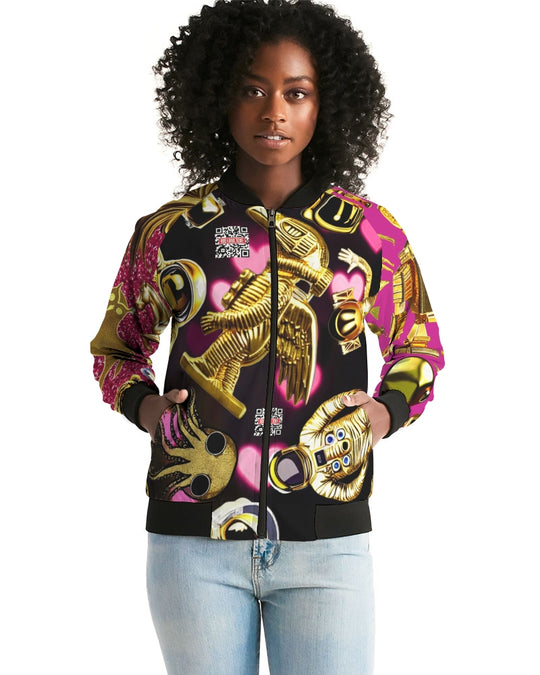 Robotic Abstrak Women's All-Over Print Bomber Jacket