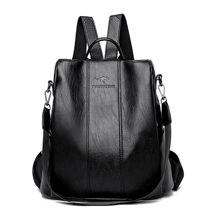 Anti-theft Leather Backpack Women Vintage Shoulder Bag Ladies High Capacity Travel Backpack School Bags Girls Mochila Feminina