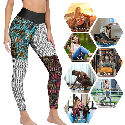 Custom Printed Honeycomb Textured Yoga Pants for Women (All-Over Printing)