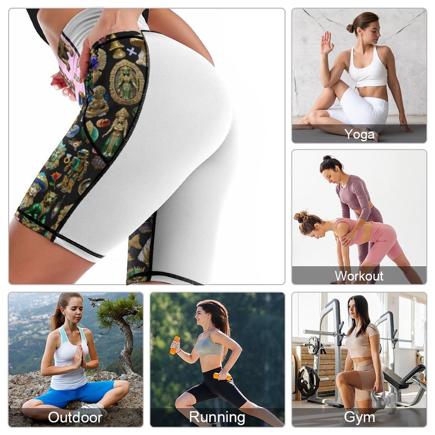 250gsm Knee-Length Yoga Shorts YJ008 (All-over Printing)