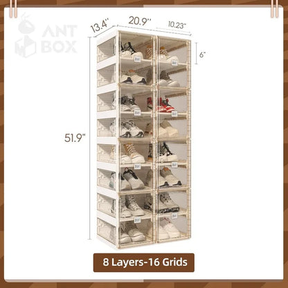 Foldable shoe rack wardrobe shoe rack plastic shoe storage box suitable for entrance, living room, large sturdy stackable