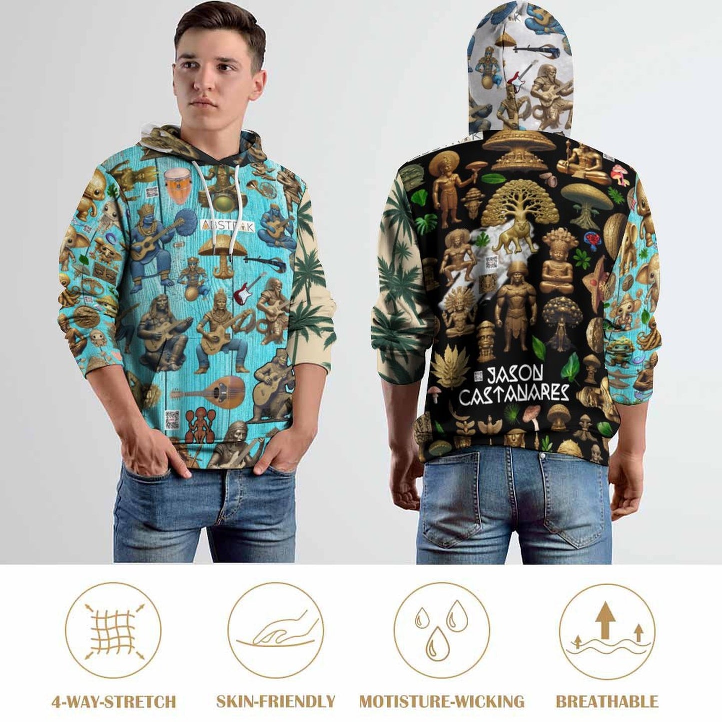 230gsm Men's Personalized Hoodie with Double-layer Cap (All-Over Printing)