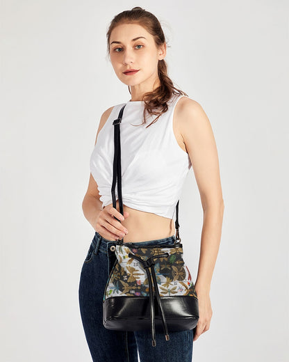 Abstrak dragonfly Mini Drawstring Bucket Bag