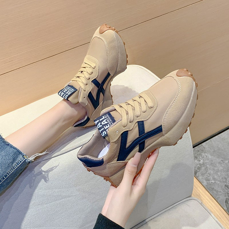 Korean version of small waist sports shoes, thick soled waffle Forrest Gump shoes