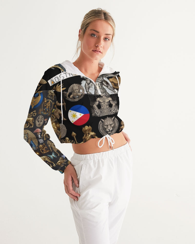 IMG_0540 Women's All-Over Print Cropped Windbreaker