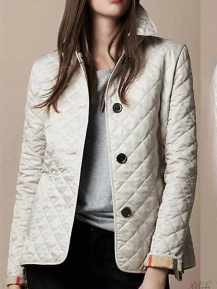 Quilted Coat  Winter Jacket Women Turn-down Collar Jackets for Women 2023 Elegance Office Lady Single-breasted Warmth Streetwear