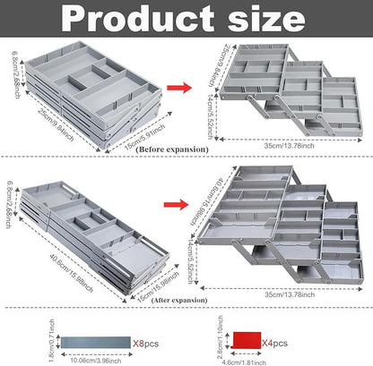 3 Tier Drawer Organizer, Expandable Junk Drawer Organizer, Smart Drawer Organizer Multi Level, Collapsible Shallow Storage Drawers Tray Desk Organizer For Makeup, Jewelry