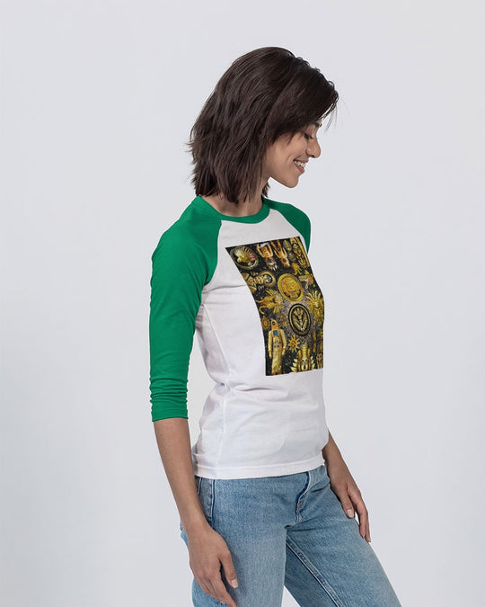 Ancient Abtsrak Unisex Three-Quarter Sleeve Baseball Tee | Bella + Canvas